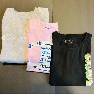 Champion Sweater PLUS 2 T-Shirts Combo Kids Sizes S and L. 3 piece Combo.